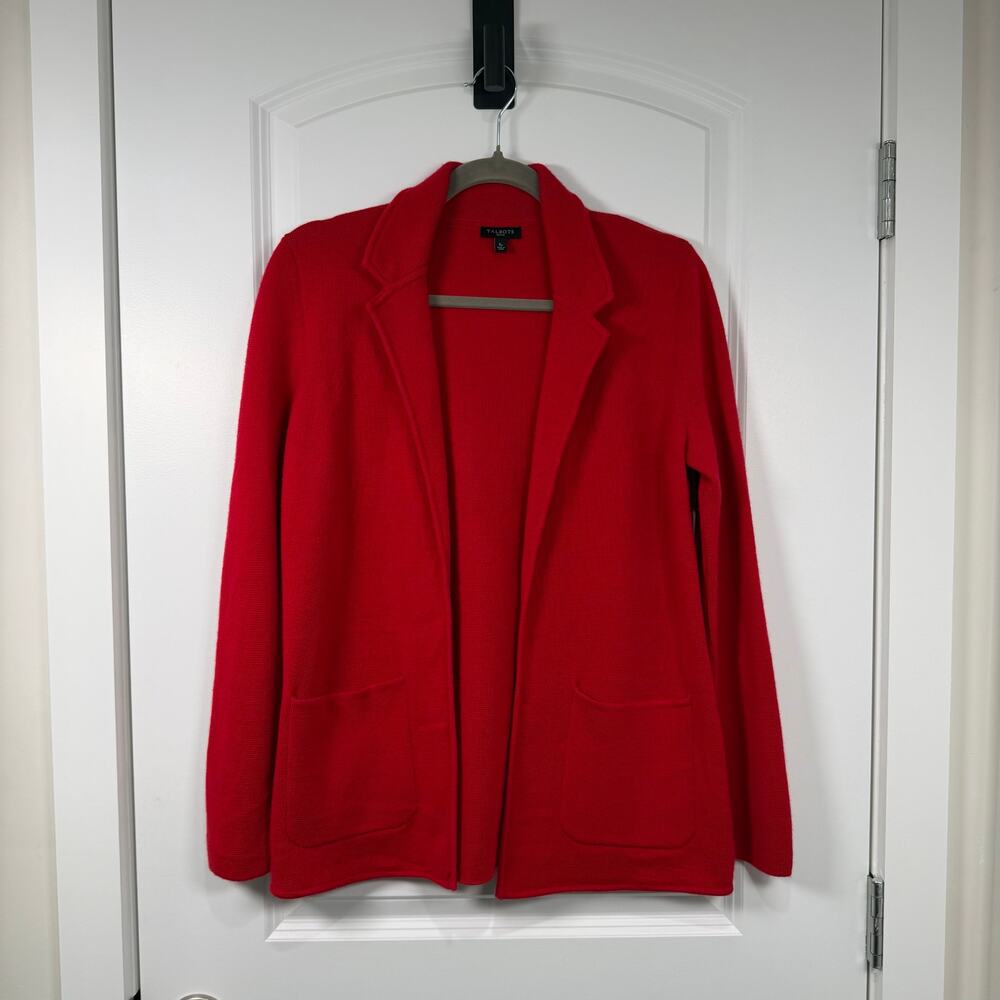 Talbots merino wool blend red cardigan blazer jacket - Small petite